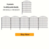 Valla Decorativa de Jardín Metálica de 108.97cm (Altura) con Arco y Cerradura para Puerta, Set de 6/10/11 Piezas sin Excavación, Barrera Animal Antirrobo, Malla de Alambre a Prueba de Óxido para Mascotas, Adecuada para Perros, Conejos y Patio,