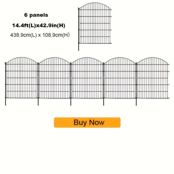 Valla Decorativa de Jardín Metálica de 108.97cm (Altura) con Arco y Cerradura para Puerta, Set de 6/10/11 Piezas sin Excavación, Barrera Animal Antirrobo, Malla de Alambre a Prueba de Óxido para Mascotas, Adecuada para Perros, Conejos y Patio,