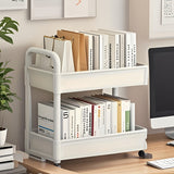1 estante de almacenamiento giratorio de doble capa con ruedas - Organizador de oficina, bocadillos y libros de plástico duradero - Estante de escritorio ahorrador de espacio para cocina, dormitorio, hogar y baño, estante práctico.