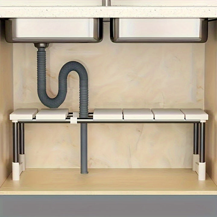 Organizador Ajustable para Debajo del Fregadero AYQW - Estante de Acero Inoxidable Multinivel Ahorrador de Espacio para Armarios de Cocina y Baño, Diseño Duradero sin Madera, Instalación Fácil