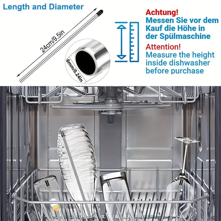 Insertos para Lavavajillas de Botellas, Compatibles con Soda-Stream, Soporte para Botellas en el Lavavajillas, Portabotellas de Acero Inoxidable para Lavavajillas, Juego de 8+1 para Cesta de Platos