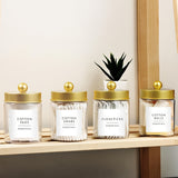 Dispensador de hisopos - Jarras de plástico de 8 oz para organizar maquillaje en el tocador, accesorios para baño, algodón, bolas, almohadillas y seda dental