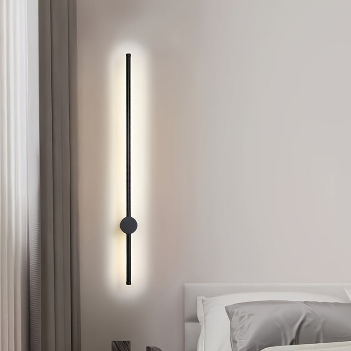 1pc Aplique de montaje semi empotrado LED moderno, luz de pared lineal larga para comedor, sala de estar, dormitorio, pasillo - Pantalla de metal, cableado 85V-265V, incluye fuente de luz, no requiere batería
