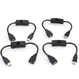 4 piezas de Cables Controlador Macho a Hembra USB 2.0 de 32cm con Interruptor On/Off, Cables Duraderos 22AWG para PC, TV, Coche, Ventiladores USB, Tiras LED 5V - Compatible con HomeKit, Alimentación por USB de 36V, Gestión de Energía del Dispositivo, Dis