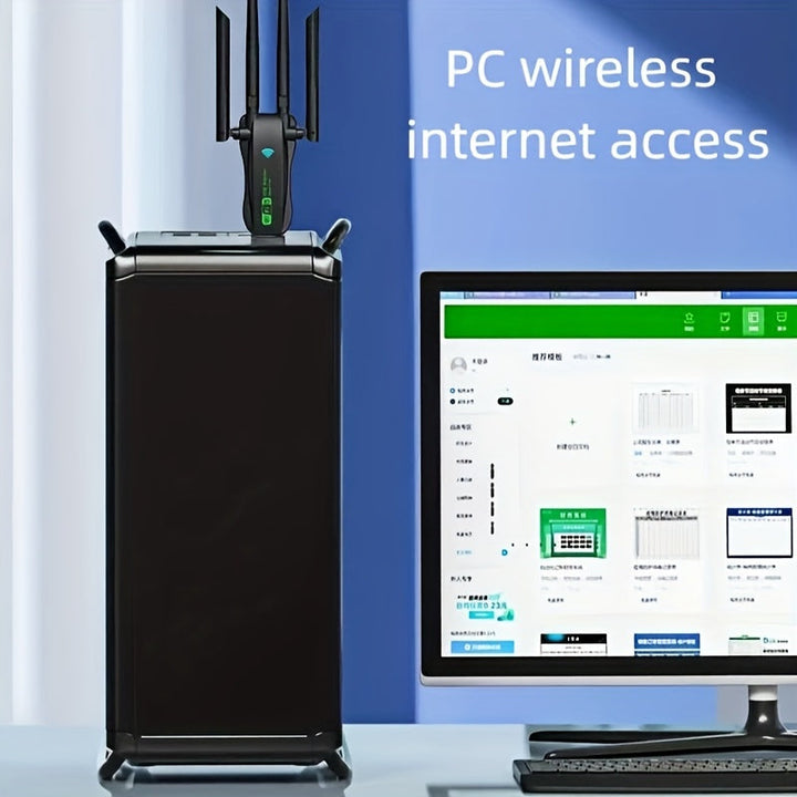 Adaptador Wi-Fi USB de Doble Banda Vszapower con 4 Antenas Ajustables, Velocidad de 1300Mbps, Baja Latencia, Frecuencias 2.4G/5.8G, Portátil Plug & Play para Hogar, Oficina, Estudio, Hotel, Uso en Apartamentos, Vszapower