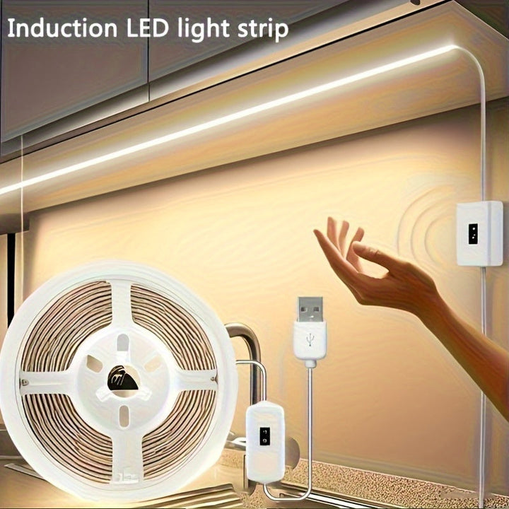 Tira de luces LED inteligente de 5V con sensor de movimiento - Control fácil de encendido/apagado, luz cálida/blanca, ideal para TV, cocina, gabinetes y armarios - Incluye cinta adhesiva de doble cara