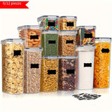 [6/12 recipientes herméticos] Juego de 6/12 recipientes herméticos para alimentos con tapa, libres de BPA, organizadores de despensa y almacenamiento de comida seca, aptos para lavavajillas, incluye etiquetas y marcador