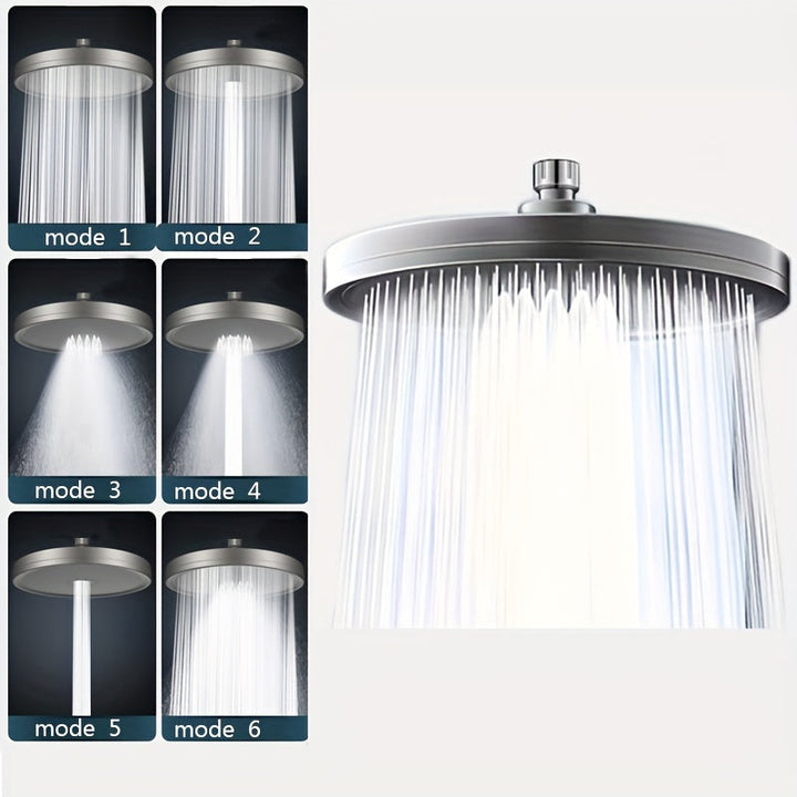 1 pza. Cabezal de ducha ajustable de alta presión, rociador grande de 6 velocidades, cabezal de ducha de mano individual presurizado, rociador de lluvia, accesorios de baño
