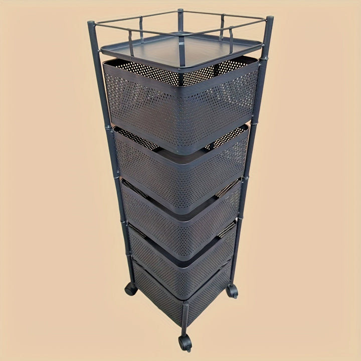 Carro de cocina metálico. Estante abierto cuadrado para almacenamiento. Estantería multifuncional con 6/4 niveles a elegir. Sin necesidad de montaje, sin operación eléctrica, espacio de almacenamiento cuadrado