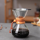 Juego de cafetera de vidrio borosilicato para café de vertido, con filtro de malla de acero inoxidable y papel filtro, para compartir en casa
