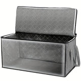 Caja de almacenamiento plegable de gran capacidad 14.27 galones, gris, estilo moderno, tela resistente, ventana transparente, asas resistentes, uso múltiple para ropa, ropa de cama, almohadas, cobijas - plegable y portátil, organización de clóset | Caja