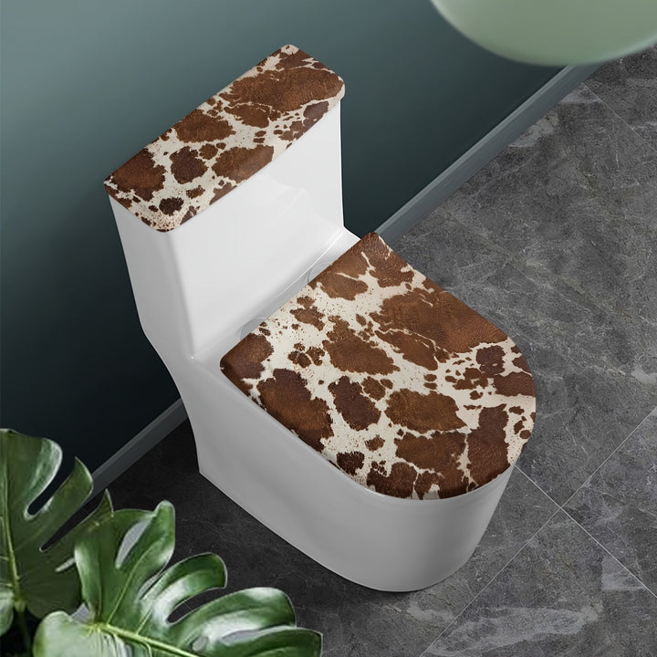 2 piezas de fundas para asiento de inodoro con estampado de leopardo - Diseño elegante en negro y café, tela suave, fácil instalación, accesorios para baño | Asiento de inodoro moderno | Tela duradera