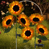 Linterna de césped artificial con girasol solar de 3 cabezas para jardín exterior, decoración con lámpara LED solar para terraza, jardín y patio, ideal para Halloween y Acción de Gracias