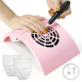 Aspiradora Profesional para Polvo de Uñas - Estación de Manicura USB para Salón y Hogar, Sistema Silencioso de Limpieza con Colector de Polvo para Artistas y Clientes, Sin Batería Necesaria, Diseño Elegante y Compacto, Construcción en Plástico