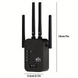 Amplificador de WiFi americano, 300Mbps 2.4GHz, penetración de señal fuerte, conecta hasta 35 dispositivos, 4 antenas de alta ganancia, cubierta de 9,14 metros, puerto Ethernet, configuración de un solo clic, adecuado para hogar, oficina, café.