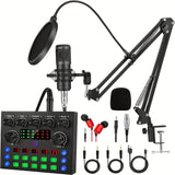 Nueva caja de podcast V8S, interfaz de audio todo en uno con micrófono de condensador de estudio, perfecta para podcasting, grabación, canto, transmisión y juegos, PC, teléfono inteligente.