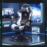 1pc Silla de Juego Ergonómica con Altura Ajustable - Negro y Blanco, Silla de Oficina de Nylon Cómoda con Cojín Grueso, Soporte Lumbar, Función de Reclinación y Ruedas para Movimiento Fácil - Ideal para Uso en Casa y Oficina