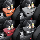 1pc Funda para Apoyabrazos de Coche con 2 Bolsillos Laterales y 2 Portavasos, Diseño de Patrón de Diamante Acolchado, Protector Interior de Vehículo para Teléfono, Botella, Tarjetas - Se Adapta a la Mayoría de Coches, SUVs, Camiones