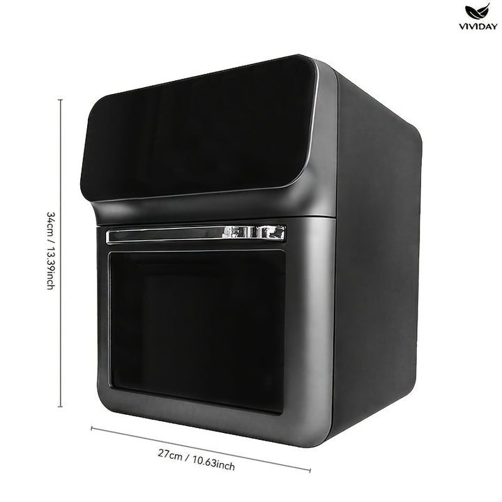 VIVIDAY, freidora de aire de gran capacidad con pantalla digital, interior antiadherente, 3 modos (auto, preestablecido, temporizador), construcción de acero inoxidable, ideal para uso en cocina doméstica, electrodoméstico de cocina moderno, vajilla dura