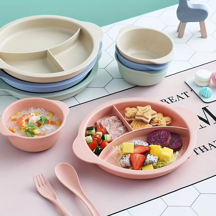 Juego de Cena para el Hogar de 4 Piezas, Estilo Europeo, Conjunto de Vajilla con Plato, Tazón, Cuchara y Tenedor