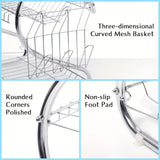 Estante de platos de acero inoxidable en forma de S de dos niveles - Organizador de cocina de encimera que ahorra espacio para platos y tazones, fácil de ensamblar, estructura de hierro duradera, solución de almacenamiento de cocina | Estante metálico el