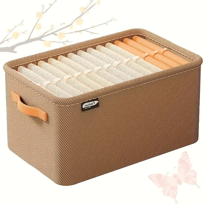 4 piezas de cajas de almacenamiento de tela clásica con asas, una solución de almacenamiento de armario elegante y práctica, caja de almacenamiento multifuncional plegable y engrosada, adecuada para ropa, toallas, ropa de cama y juguetes - No es impermea