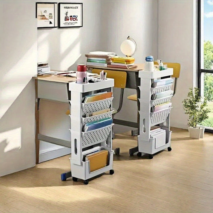 Estantería de 5 Niveles con Ruedas - Almacenamiento Multifuncional para Libros, Revistas y Periódicos - Ideal para Escuela, Aula, Oficina, Dormitorio o Sala