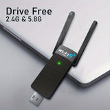 Tarjeta Adaptadora Inalámbrica de Doble Banda WiFi 5.3 y USB 5.3 con Antena Dual 2.4GHz/5.8GHz, Compatible con USB 3.0/2.0/1.1, Encriptación WPA2/WPA3-PSK, Compatibilidad con Windows Vista/XP/7/8/10/11, Linux, Mac OS 10.9-10.15