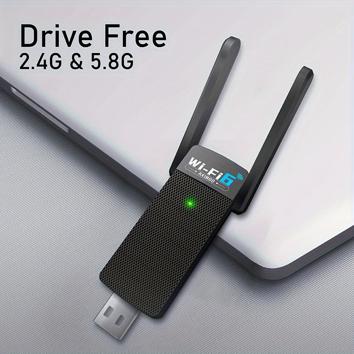 Tarjeta Adaptadora Inalámbrica de Doble Banda WiFi 5.3 y USB 5.3 con Antena Dual 2.4GHz/5.8GHz, Compatible con USB 3.0/2.0/1.1, Encriptación WPA2/WPA3-PSK, Compatibilidad con Windows Vista/XP/7/8/10/11, Linux, Mac OS 10.9-10.15
