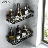 2 piezas Conjunto de estanterías para baño, estantería mural sin taladro, bandeja de ducha de metal pulido resistente a la corrosión, organizador de ahorro de espacio para champú y acondicionador, con otro material