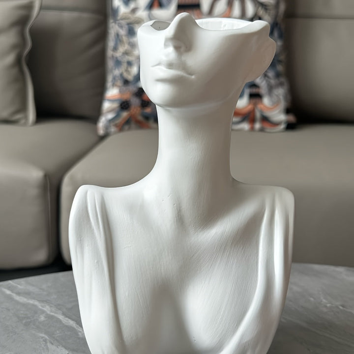 1pc Elegante Jarrón de Arte de Torso Femenino Blanco - Botella Decorativa de Resina al Estilo Nórdico para Flores Frescas o Secas, Perfecto para Sala de Estar, Dormitorio, Estudio - Regalo de Decoración para el Hogar Chic