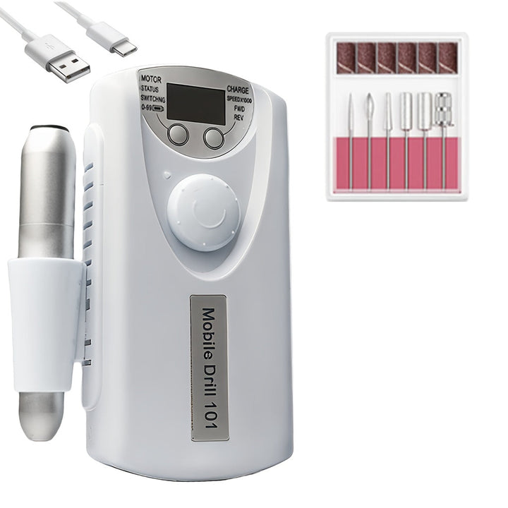 1pc Amoladora de Uñas Profesional con 55 Velocidades Ajustables, Portátil y Recargable para Viaje, Especializada en Salones Beige Claro, Lima de Uñas con Múltiples Cabezales de Cerámica, Herramienta Excelente para Manicuras Femeninas