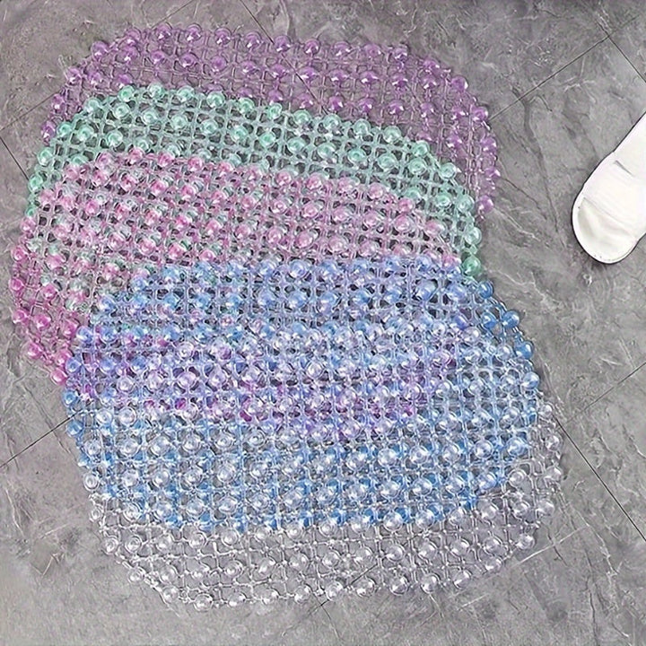 1pc, Alfombra de baño ovalada de PVC antideslizante, pelo bajo, solo lavado a mano, alfombra de baño navideña, hecha a máquina, respaldo de plástico, 547,14 g/m², 0,4 cm de grosor