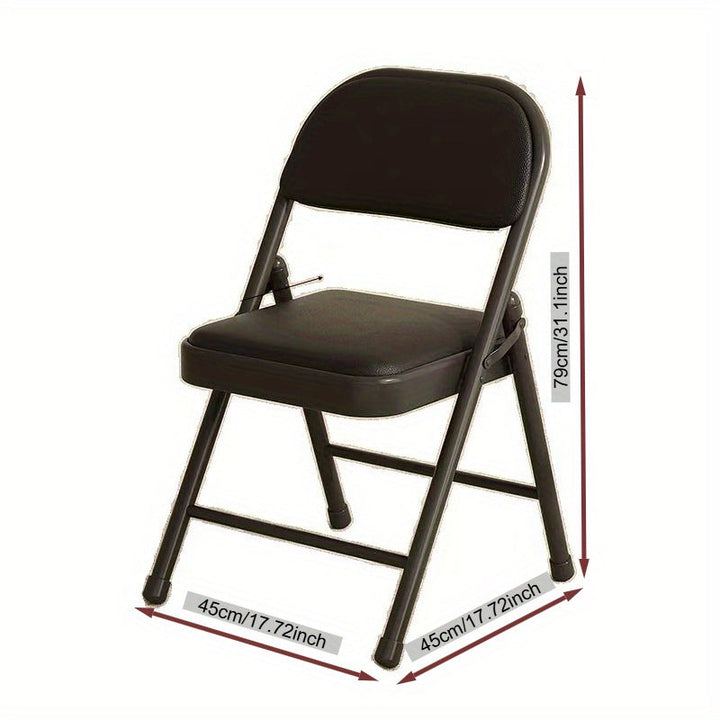 Butaca plegable de metal reforzada con acolchado de cuero, ideal para hogar, oficina y fiestas - 5 usos