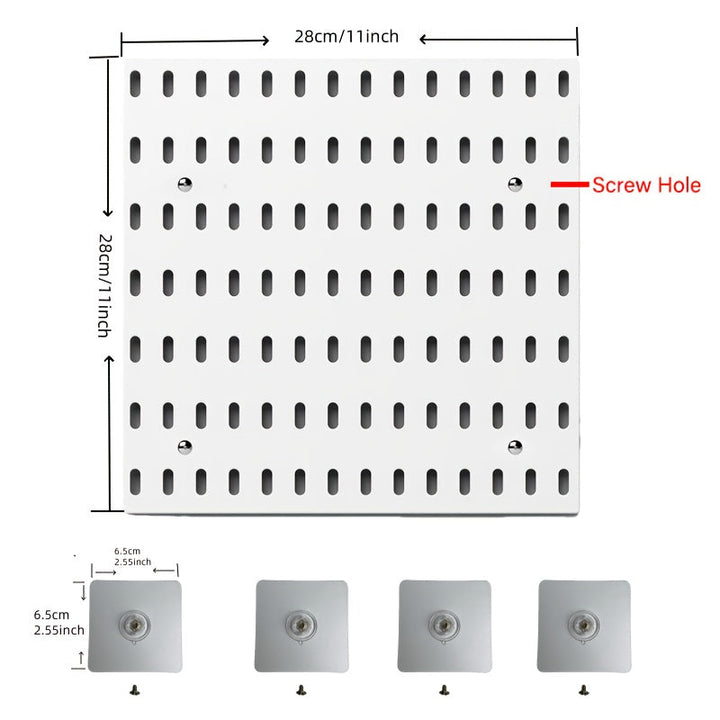 Estantería de Almacenamiento para Cocina Montada en la Pared sin Taladro con Múltiples Ganchos y Cajón Deslizante - Diseño Apilable de Tablero Perforado para Instalación Fácil, Ideal para Ollas, Especias y Utensilios, Blanco, Accesorios de Cocina