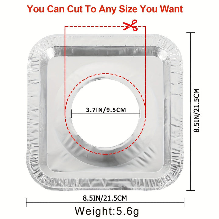 10/50pcs Revestimientos Desechables de Aluminio para Quemadores de Gas de Alta Resistencia - Cubiertas Cuadradas para Quemadores de Gas de 21.59 cm, Protector de Estufa de Gas, Cubiertas para la Parte Superior de la Estufa para Capturar Aceite, Grasa y D