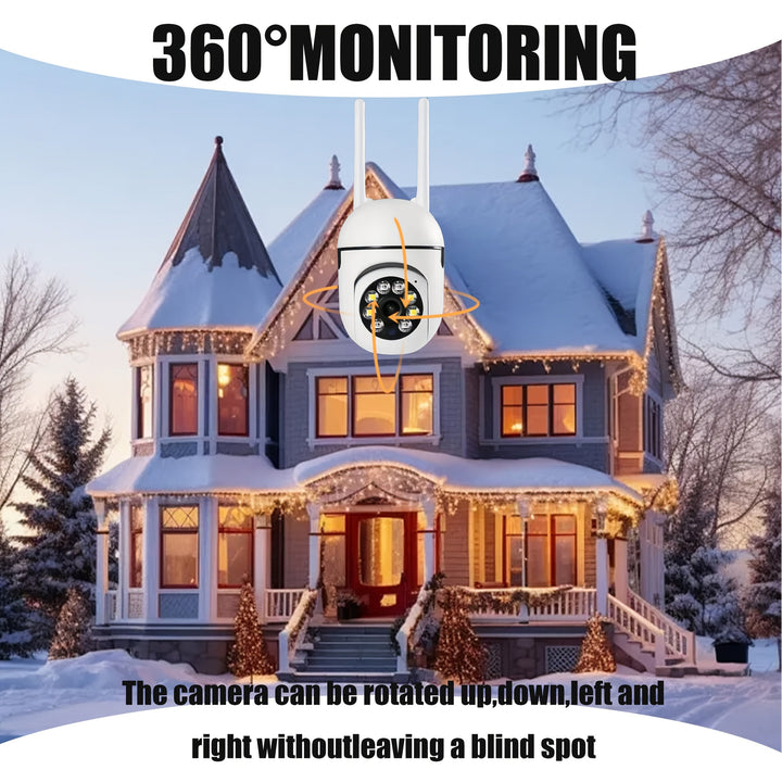 Cámara de seguridad WiFi 1080P con rotación de 355 grados, visión nocturna remota, uso en interiores/exteriores, control por aplicación móvil, inalámbrica, almacenamiento en tarjeta TF/nube (costo adicional), cámara inteligente para seguridad del hogar,
