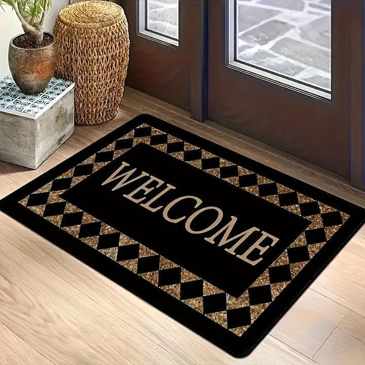 Alfombra de Bienvenida para Puerta 1 pieza, Material de Terciopelo, Base Antideslizante en la Parte Trasera, Adecuada para Puertas de Entrada, Dormitorios, Cocinas y Baños, Tapetes Decorativos Multizona