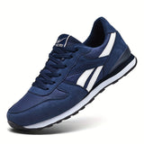 Zapatillas de Running Unisex LEIJOP Transpirables - Azul Marino y Blanco, Zapatos Deportivos Bajos con Suela MD, Ligeros para Gimnasio, Entrenamiento o Uso Casual, Diseño Moderno y Forro Cómodo