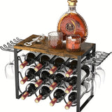 Estilo europeo de hierro forjado para vino tinto en el hogar, decoración de encimera de barra, montaje desmontable, estante de almacenamiento de vidrio y vino rojo (regalo de Navidad)