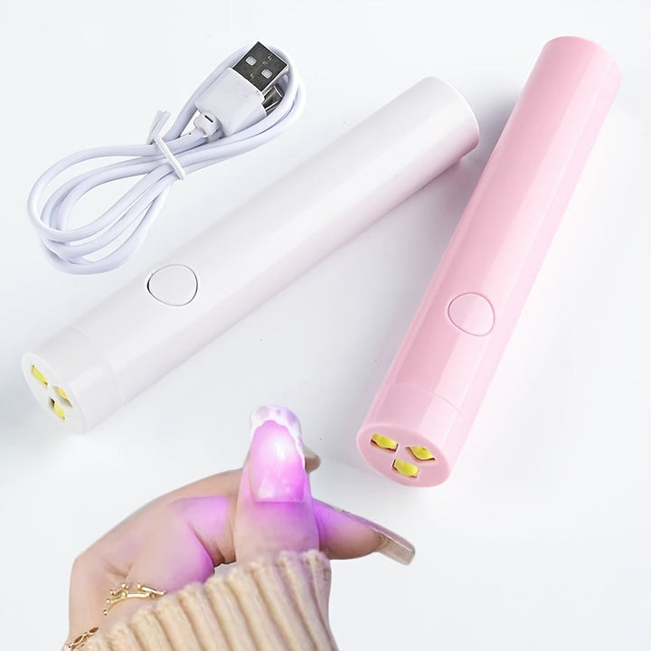 Lámpara de uñas compacta para uso portátil, con 3 cuentas, recargable por USB, adecuada para manicuras en casa - Material plástico, sin formaldehído, secador de uñas.