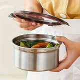 Juego de 3 Recipientes Herméticos para Alimentos de Acero Inoxidable con Tapas, Contenedores Reutilizables Antifugas para Ensaladas y Snacks, Boles Airtight, Esenciales de Cocina