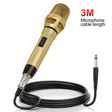 Micrófono negro y dorado Heikuding con cable XLR de 3 metros/9,8 pulgadas - Micrófono dinámico para cantar, karaoke, amplificadores y mezcladores, diseño clip-on, construcción metálica duradera, accesorio para cantar, estilo elegante, audio de alta calid