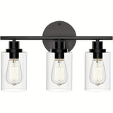 1 pza. Apliques de baño modernos, iluminación LED negra mate de 3 luces con base de bombilla E26, estilo granja, montaje en pared, sin batería, accesorio de iluminación