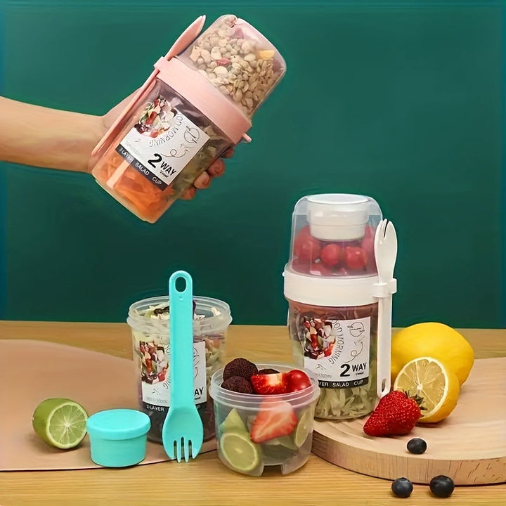 1 taza de ensalada, taza de ensalada con sacudidor, recipiente de ensalada saludable de plástico con tenedor, picnic, camping, viajes al aire libre, senderismo, deportes, almuerzos fáciles, desayunos, tazas de ensalada, Navidad, Halloween, festivales de