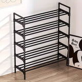 1pc Juego de zapateros de varios niveles, organizador de almacenamiento de metal y plástico de gran capacidad, fácil montaje y desmontaje, acabado de hierro, montaje en el suelo, se adapta a varias habitaciones, 7 estantes, tubo dorado incluido (8mm < di