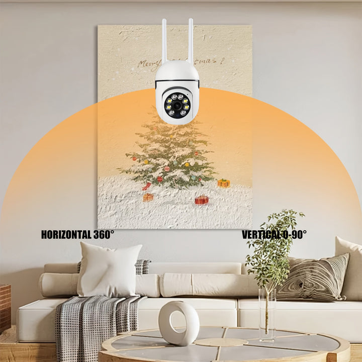 Cámara de seguridad WiFi 1080P con rotación de 355 grados, visión nocturna remota, uso en interiores/exteriores, control por aplicación móvil, inalámbrica, almacenamiento en tarjeta TF/nube (costo adicional), cámara inteligente para seguridad del hogar,
