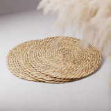 4 piezas de cojines de mesa de alta calidad, tejidos naturalmente, estilo rústico de granja, cojines aislados, cojines boho, cojines de rafia tejidos para sala de comedor y decoración del hogar, estilo boho rústico, perfectos para bodas y eventos.