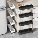 Carrito de almacenamiento rodante de 4 niveles con ruedas, drenaje hueco, estantes de metal delgados, organizador móvil para cocina, baño, habitación de lavandería - Negro, capacidad para 20 personas, carrito de almacenamiento de cocina