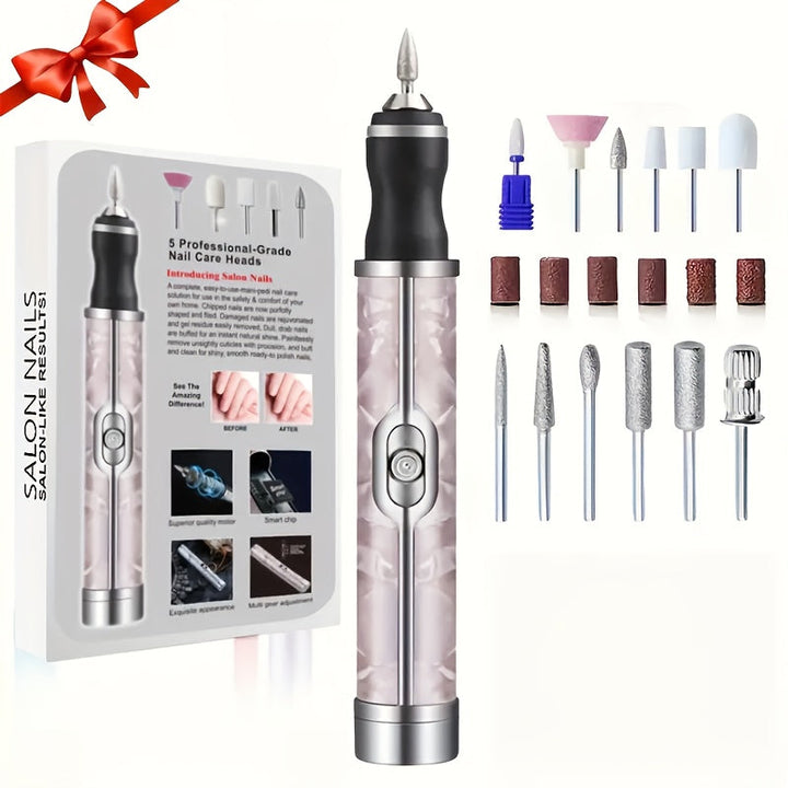 Kit de Taladro para Uñas USB con 18 Cabezales de Pulido, Herramienta Eléctrica Portátil para Pedicura y Manicura, Batería de Litio Duradera, Incluye Lima y Empujador, Esencial para Salón en Casa, Regalo Perfecto para Mujeres